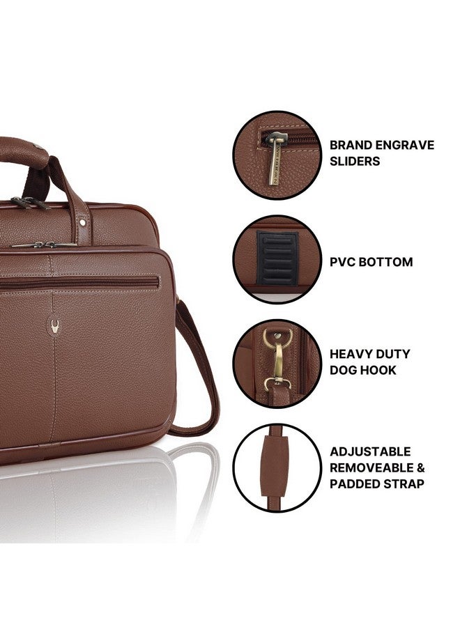 Wildhorn حقيبة رسائل جلدية WildHorn مقاس 15 بوصة للرجال، قسم مخصص للكمبيوتر المحمول مبطن، مقابض حمل مع حزام قابل للتعديل، الأبعاد: الطول - 15.5 بوصة، العرض - 3.5 بوصة، الارتفاع - 11.5 بوصة، بني - Image 5