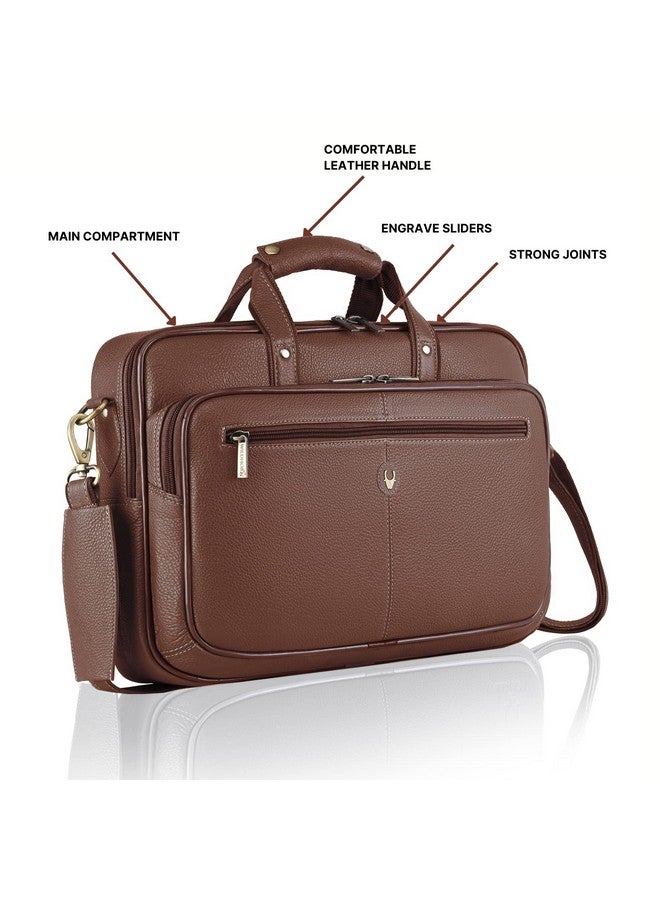 Wildhorn حقيبة رسائل جلدية WildHorn مقاس 15 بوصة للرجال، قسم مخصص للكمبيوتر المحمول مبطن، مقابض حمل مع حزام قابل للتعديل، الأبعاد: الطول - 15.5 بوصة، العرض - 3.5 بوصة، الارتفاع - 11.5 بوصة، بني - Image 3