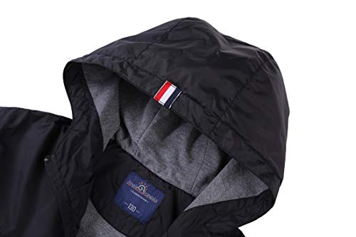 Jingle Bongala Boys Girls Lightweight Breathable Raincoat Waterproof Hooded Rain Jacket Windbreaker Easy to Fold-Black-120 - Image 3