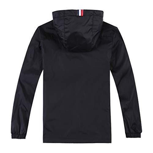 Jingle Bongala Boys Girls Lightweight Breathable Raincoat Waterproof Hooded Rain Jacket Windbreaker Easy to Fold-Black-120 - Image 2