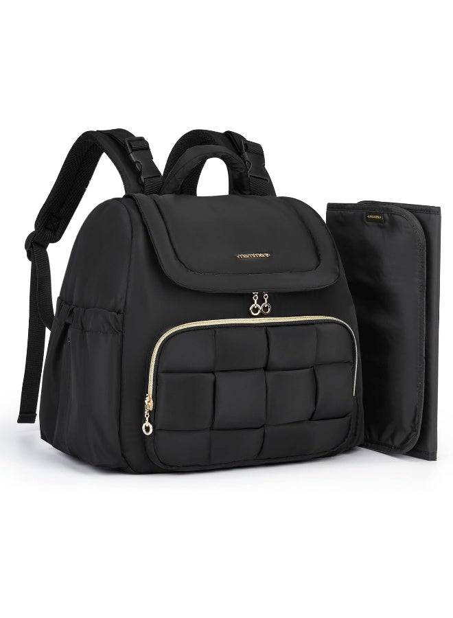 موممور mommore Diaper Bag, Small Baby Diaper Bag, Puffer Quilted Diaper Backpack - Image 1