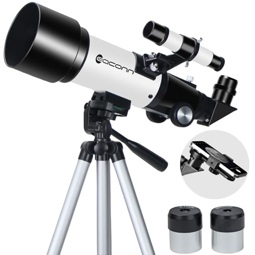 EACONN Telescopes, Telescope for Kids and Adults Beginners, 70mm Aperture 400mm Focus Length Refractor Travel Telescope with AZ Mount for Observe The Moon and Landscape (White) - Image 1