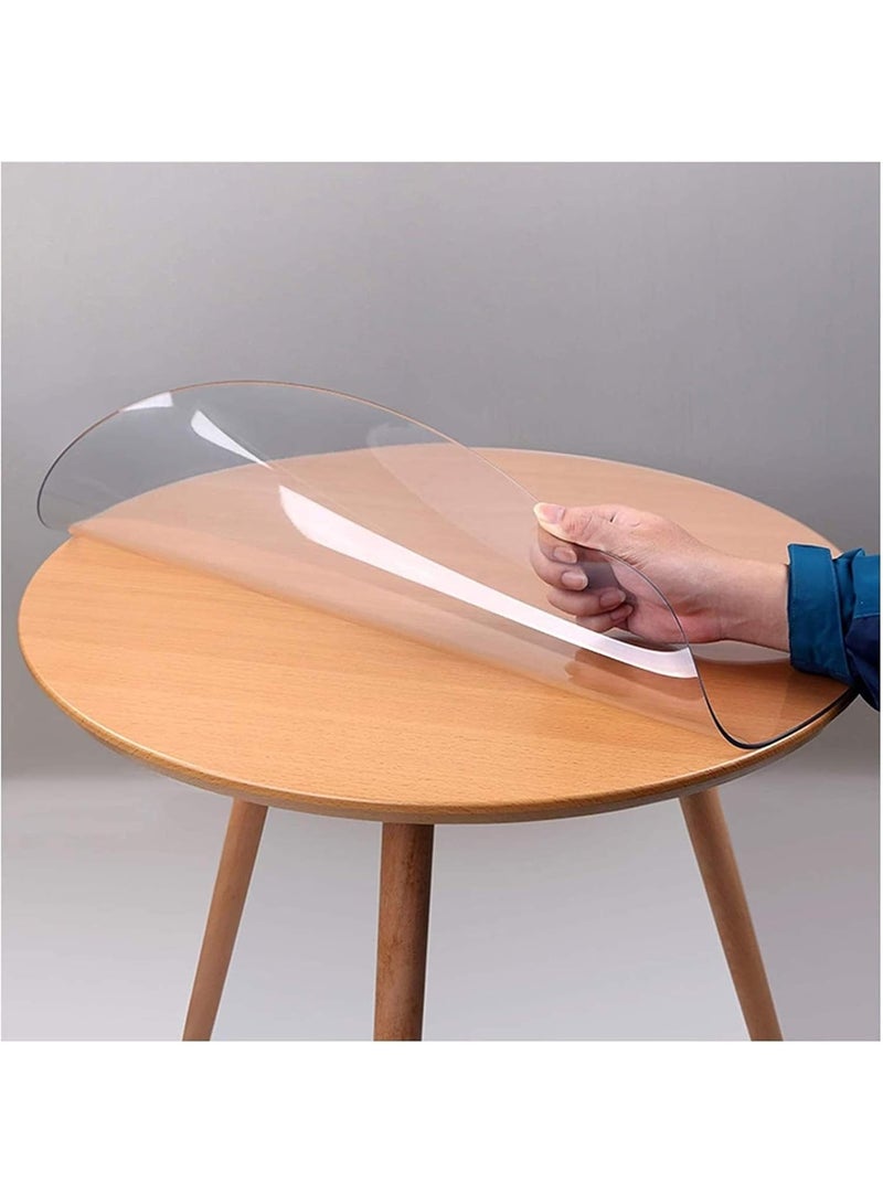 jaexest Clear Table Covers PVC Round Wipeable Table Cover Waterproof Plastic Table Cover Stain-resistant Tablecloth Table Protector (Color : 1.0mm, Size : Diameter-70CM) - Image 1