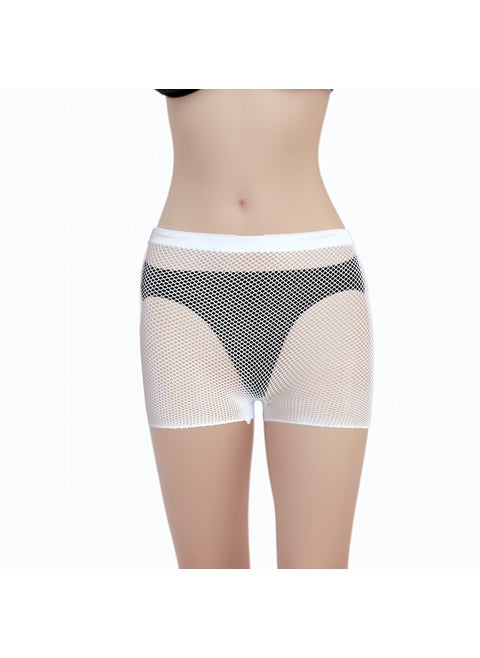 Breathable Mesh Red Boyshorts for Women small white net
