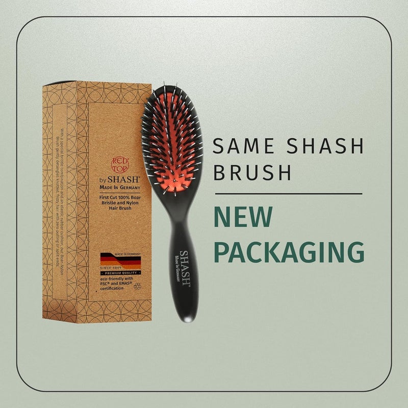 SHASH Since 1869 Hand Made In Germany - Nylon Boar Bristle Brush Suitable For Normal to Thick Hair Gently Detangles, No Pulling or Split Ends - Softens Improves Hair Texture, Stimulates (Extra Small) - Image 3