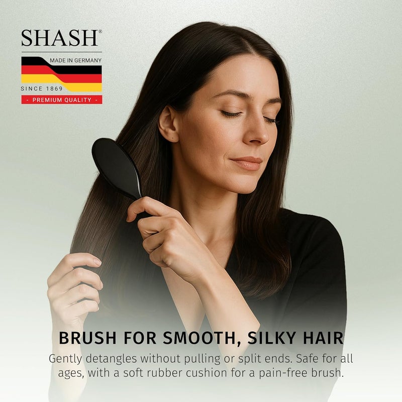 SHASH Since 1869 Hand Made In Germany - Nylon Boar Bristle Brush Suitable For Normal to Thick Hair Gently Detangles, No Pulling or Split Ends - Softens Improves Hair Texture, Stimulates (Extra Small) - Image 4