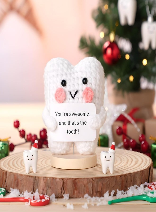 دمية أسنان مرحة وإيجابية من سيمجوينج، هدية مثالية لأخصائيي صحة الأسنان. دمية صغيرة لطيفة مصنوعة يدويًا من الكروشيه مع بطاقة. هدية ملهمة لمساعدي أطباء الأسنان، تقديرًا لجهود الممرضات، لتزيين مكتب العمل. - Image 5