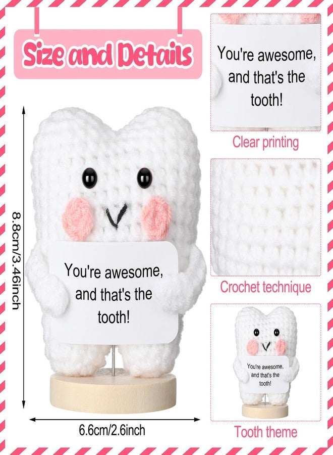 دمية أسنان مرحة وإيجابية من سيمجوينج، هدية مثالية لأخصائيي صحة الأسنان. دمية صغيرة لطيفة مصنوعة يدويًا من الكروشيه مع بطاقة. هدية ملهمة لمساعدي أطباء الأسنان، تقديرًا لجهود الممرضات، لتزيين مكتب العمل. - Image 2