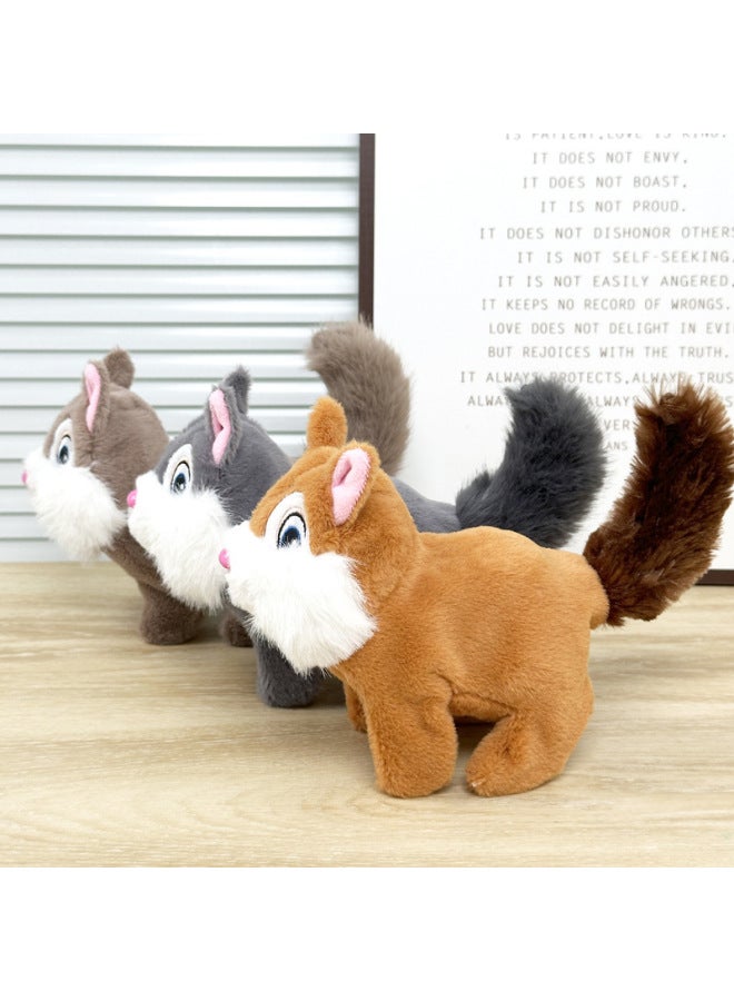 Simulation Big Tail Squirrel Electric Plush Toy Children's Toy Will Call Will Move Electric Plush Pet Little Squirrel-Color:Khaki - Image 3