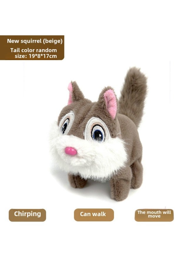 Simulation Big Tail Squirrel Electric Plush Toy Children's Toy Will Call Will Move Electric Plush Pet Little Squirrel-Color:Khaki - Image 1