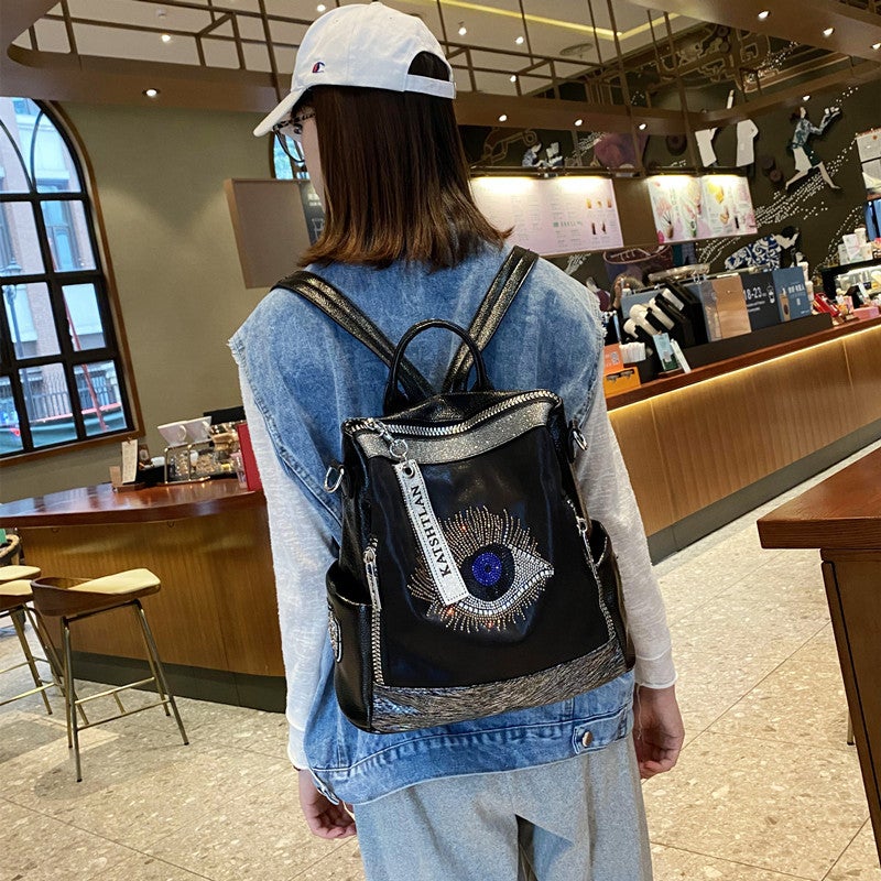Rhinestone Backpack 2025 Fashion All-Match High-End Western Style Women'S Backpack Large Capacity Travel Bag - Image 2