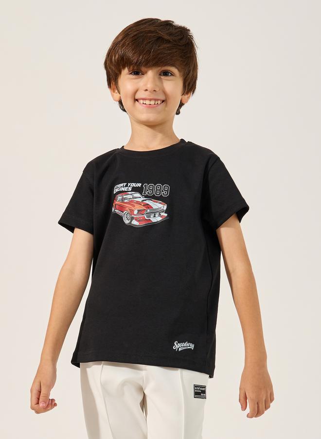 ستايلي تيشيرت بأكمام قصيرة وطبعة جرافيك سيارة - Image 1