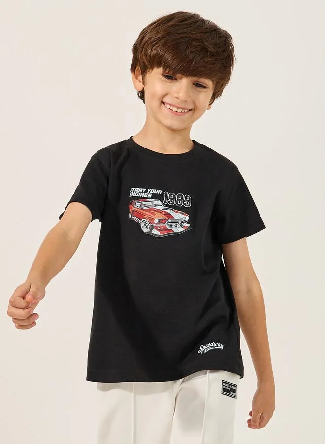 Styli Car Graphic Print Short Sleeve T-Shirt
