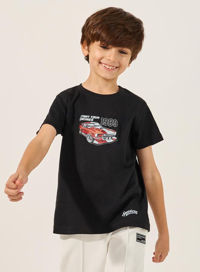 ستايلي تيشيرت بأكمام قصيرة وطبعة جرافيك سيارة - Image 3