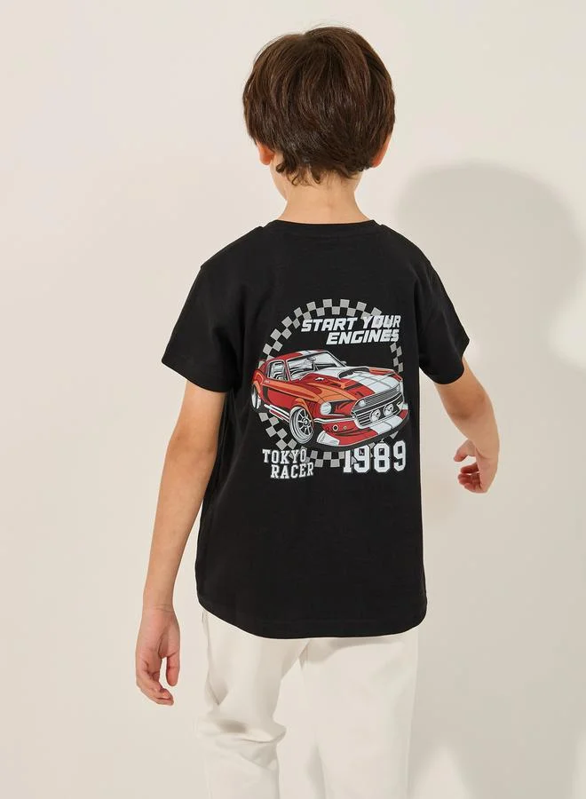Styli Car Graphic Print Short Sleeve T-Shirt