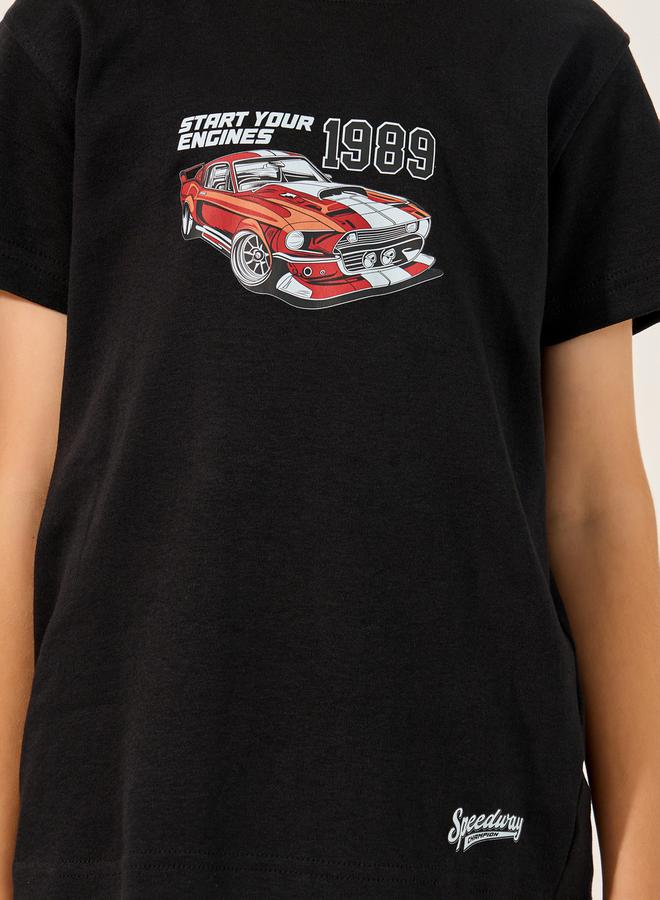 ستايلي تيشيرت بأكمام قصيرة وطبعة جرافيك سيارة - Image 4