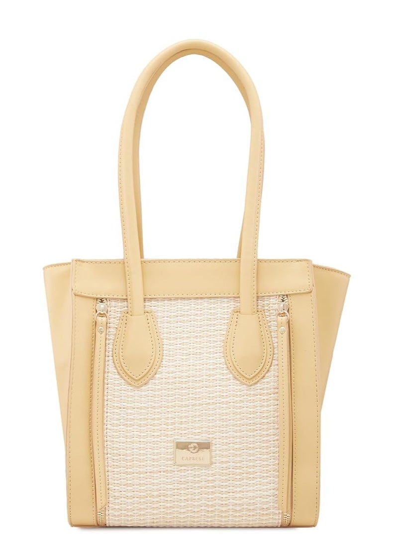 Caprese Georgia Satchel, Light Yellow-Medium | Self-Designed Handbag for Women with Secure Top Zip | Perfect for Casual & Daily Use - Image 1
