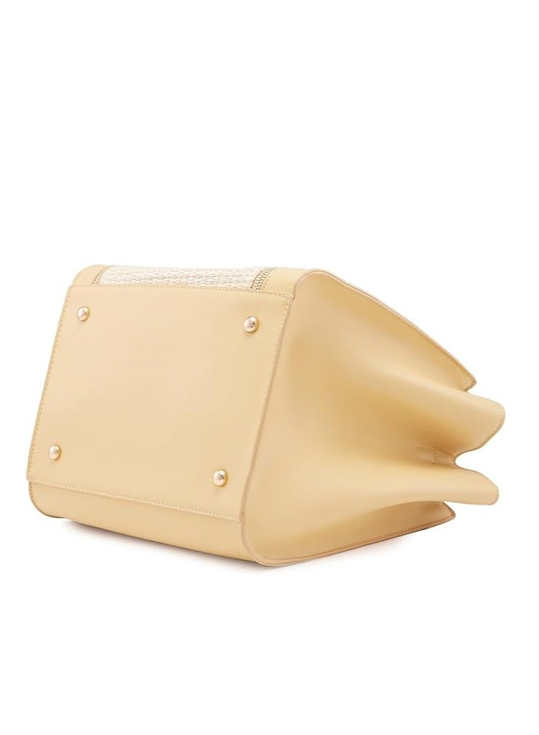 Caprese Georgia Satchel, Light Yellow-Medium | Self-Designed Handbag for Women with Secure Top Zip | Perfect for Casual & Daily Use - Image 2