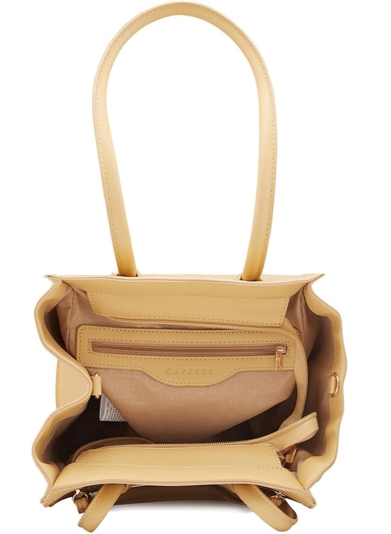 Caprese Georgia Satchel, Light Yellow-Medium | Self-Designed Handbag for Women with Secure Top Zip | Perfect for Casual & Daily Use - Image 4