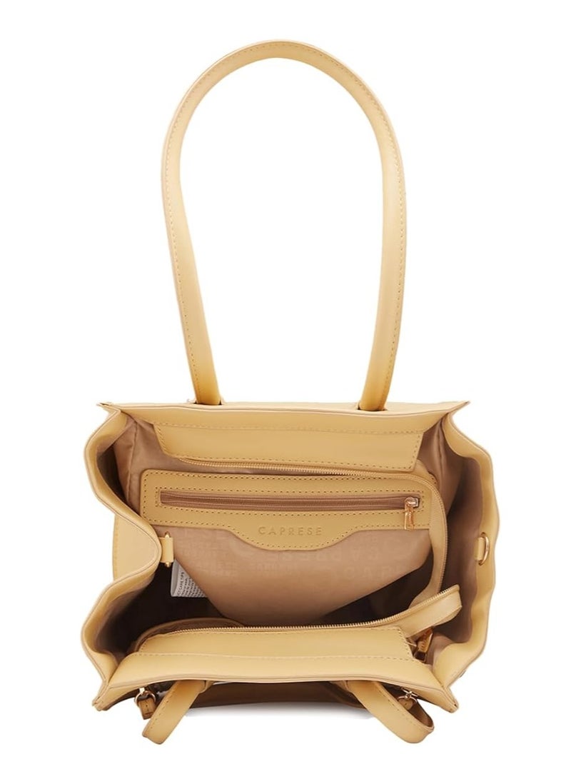 Caprese Georgia Satchel, Light Yellow-Medium | Self-Designed Handbag for Women with Secure Top Zip | Perfect for Casual & Daily Use - Image 5