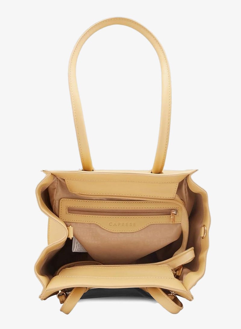 Caprese Georgia Satchel, Light Yellow-Medium | Self-Designed Handbag for Women with Secure Top Zip | Perfect for Casual & Daily Use - Image 5