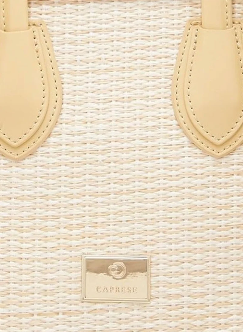 Caprese Medium Caprese Georgia Satchel, Light Yellow-Medium | Self-Designed Handbag for Women with Secure Top Zip | Perfect for Casual & Daily Use for Women | Best Price UAE