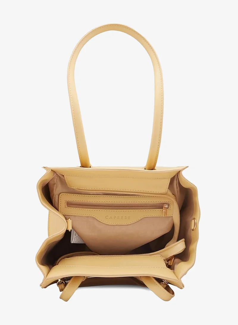Caprese Medium Caprese Georgia Satchel, Light Yellow-Medium | Self-Designed Handbag for Women with Secure Top Zip | Perfect for Casual & Daily Use for Women | Best Price UAE