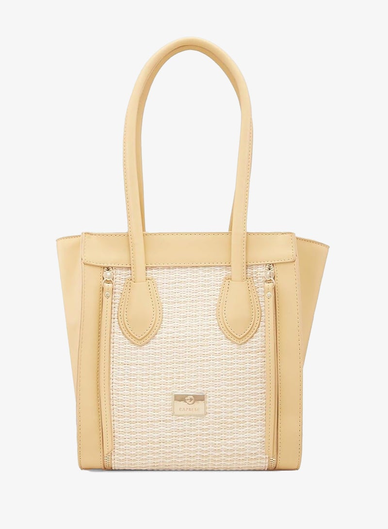 Caprese Georgia Satchel, Light Yellow-Medium | Self-Designed Handbag for Women with Secure Top Zip | Perfect for Casual & Daily Use - Image 1