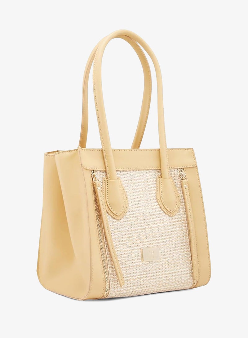 Caprese Georgia Satchel, Light Yellow-Medium | Self-Designed Handbag for Women with Secure Top Zip | Perfect for Casual & Daily Use - Image 3