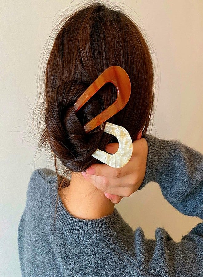 Sinide U Shape Cellulose Acetate Hair Pins, Sinide 8 Pack Tortoise Shell French U Pins Vintage Hair Fork Hair Pin for Women Ladies Buns Hair Accessories - Image 4