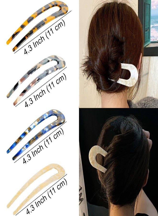 Sinide U Shape Cellulose Acetate Hair Pins, Sinide 8 Pack Tortoise Shell French U Pins Vintage Hair Fork Hair Pin for Women Ladies Buns Hair Accessories - Image 2