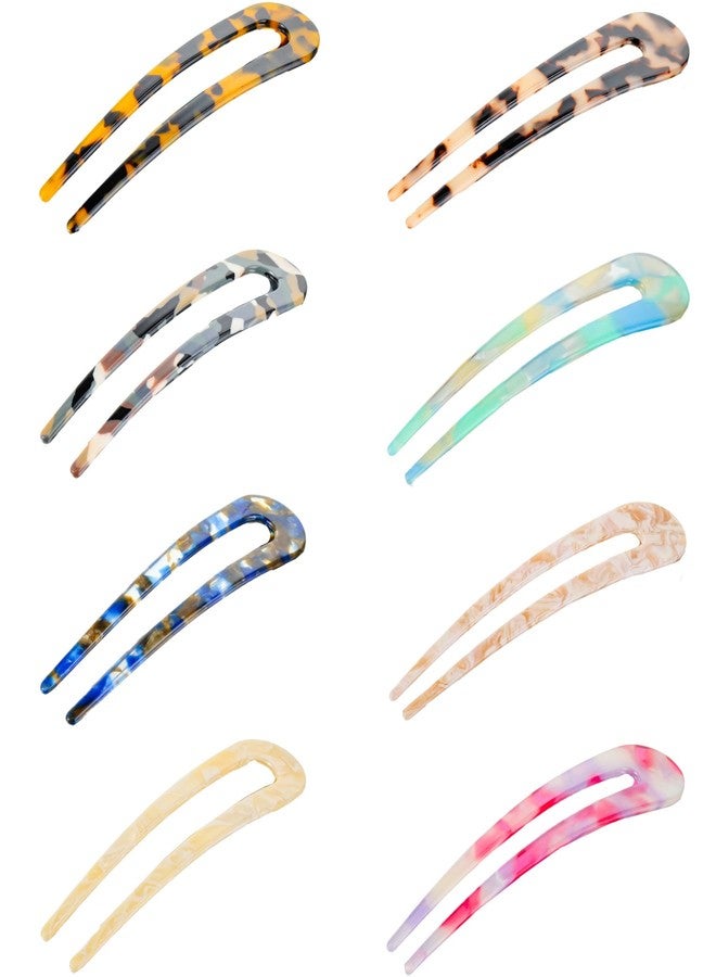Sinide U Shape Cellulose Acetate Hair Pins, Sinide 8 Pack Tortoise Shell French U Pins Vintage Hair Fork Hair Pin for Women Ladies Buns Hair Accessories - Image 1