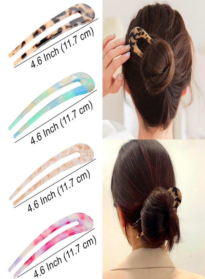 Sinide U Shape Cellulose Acetate Hair Pins, Sinide 8 Pack Tortoise Shell French U Pins Vintage Hair Fork Hair Pin for Women Ladies Buns Hair Accessories - Image 3