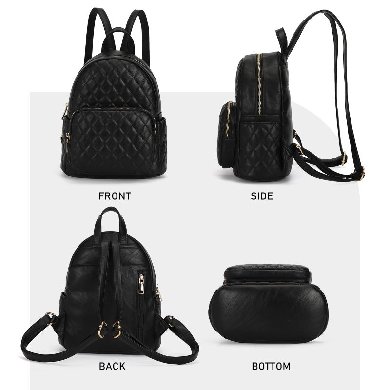 KL928 Quilted Mini Backpack for Women, PU Leather Backpack Purse Designer Satchel Bag, Small Casual Daypack for Ladies - Image 3