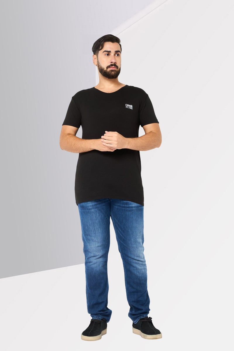 Cavalli Class Men V Neck Short Sleeve Brand Logo T-Shirt, Black - Image 2