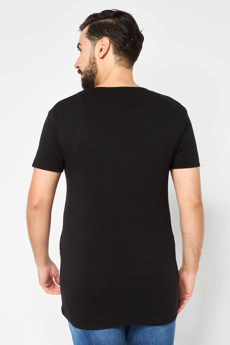 Cavalli Class Men V Neck Short Sleeve Brand Logo T-Shirt, Black - Image 4