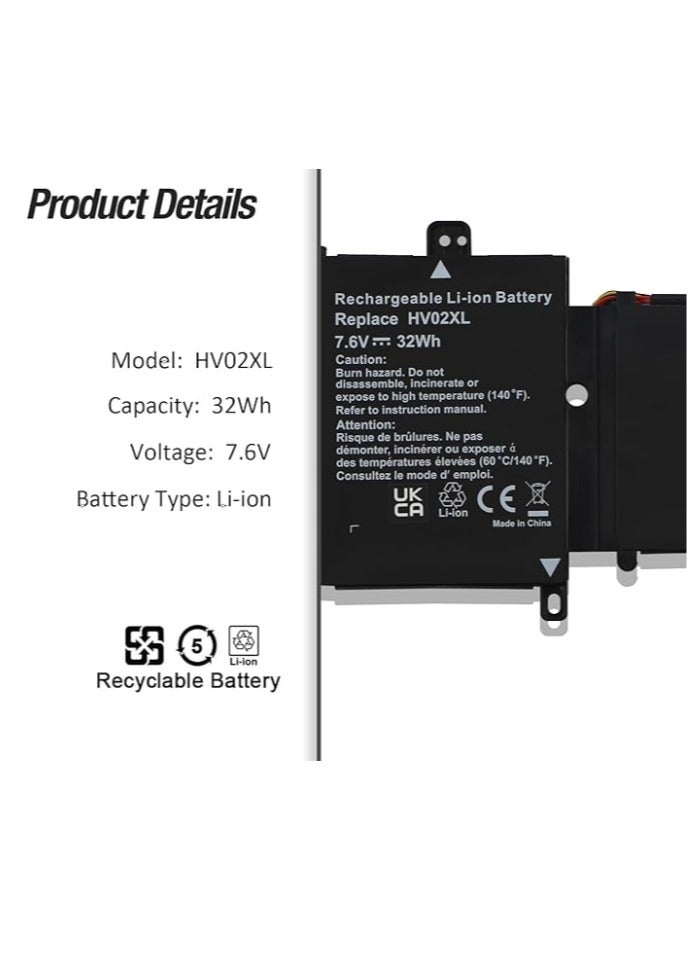 Terabyte بطارية لابتوب بديلة 32Wh HV02XL لجهاز HP Pavilion x360 11-k 11-k000 11-k100 11-f 11-f000 القابل للتحويل سلسلة Energy Star 11-k101ng 11-k100nx 11-k122nr 11-k022cy 111-k022cy 111-k022cy 111-k022cy - Image 3