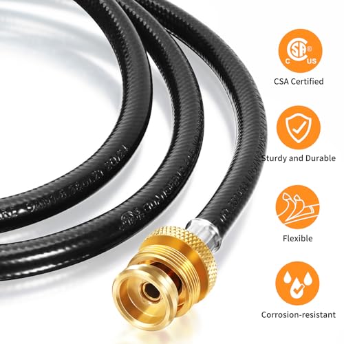 GasSaf 5FT Propane Hose, Propane Adapter 1lb to 20lb Converter, Propane Tank Gas Grill Hose Suitable for Weber Q Grill, Coleman Camping Stove, Buddy Heater and More Portable Grills - Image 4