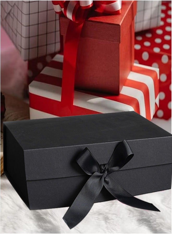 Black Gift Box with Ribbon for Mother's Day Valentine's Day Birthdays Party 26*19*8cm with Ribbon and Magnetic Closure - Image 5
