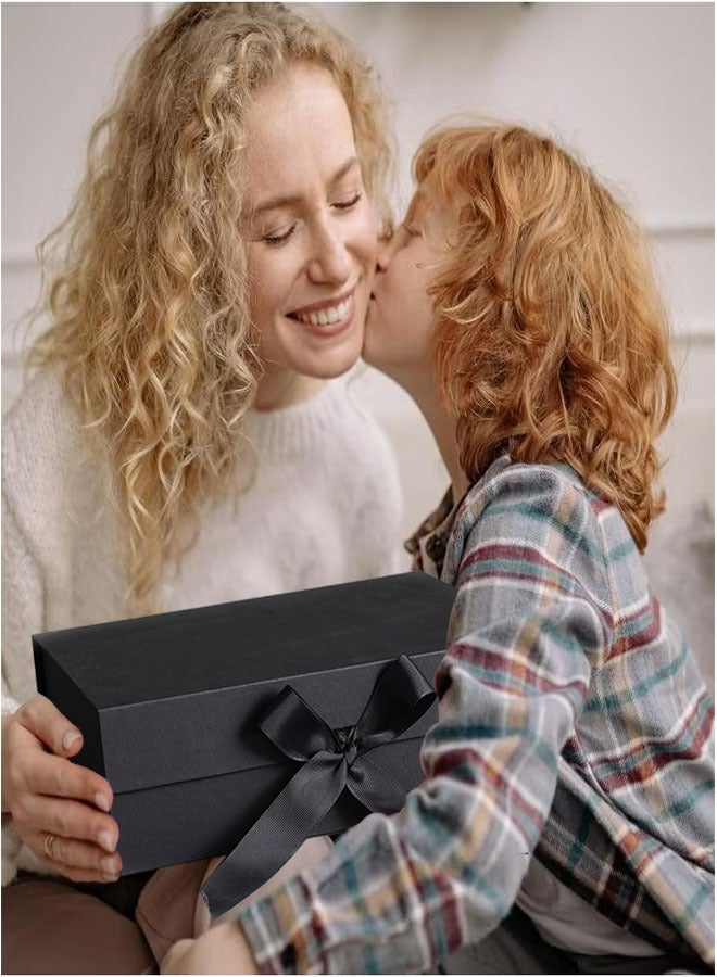 Black Gift Box with Ribbon for Mother's Day Valentine's Day Birthdays Party 26*19*8cm with Ribbon and Magnetic Closure - Image 2