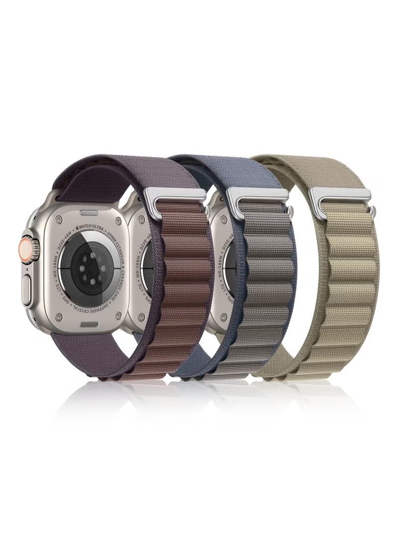 Beauenty 3 Pack Alpine Loop Compatible with Apple Watch Ultra Band 49mm 45mm 44mm 42mm Men Women, Adjustable Metal C-Hook Sport Nylon Strap for iWatch Series Ultra/SE/8/7/6/5/4/3/2/1 - Image 1