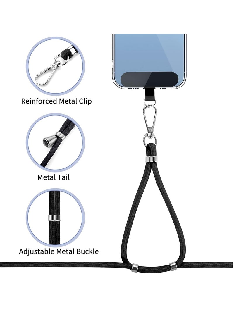 T NEWFUN Phone Lanyard Set – Adjustable Neck Strap (66cm) + Wrist Strap (20cm) + 2 Non-Adhesive Tether Tabs – Universal Hands-Free Holder for iPhone, Android & More（Light gray） - Image 2