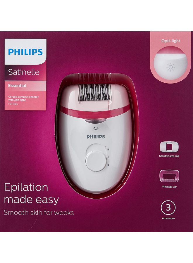 Philips Satinelle Essential Corded Compact Epilator BRE255/00, 2 Years Warranty White/Pink - Image 5