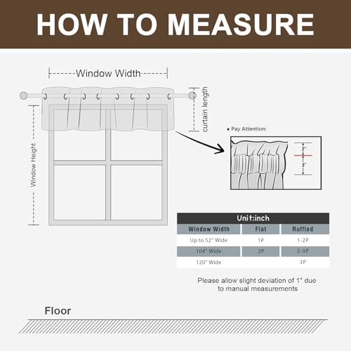 H.VERSAILTEX HVERSAILTEX Blackout Curtain Valances for Kitchen WindowLiving RoomBathroom Privacy Added Rod Pocket Home Decoration Winow Valance 52 W x 18 L Floral in Brown and Soft Teal - Image 3