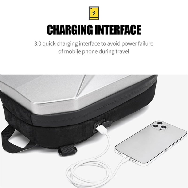 OZUKO حقيبة ظهر عابرة للماء مع تخزين متعدد المقصورات، متوافقة مع اللابتوب والتابلت، بيضاء، 9509 - Image 5