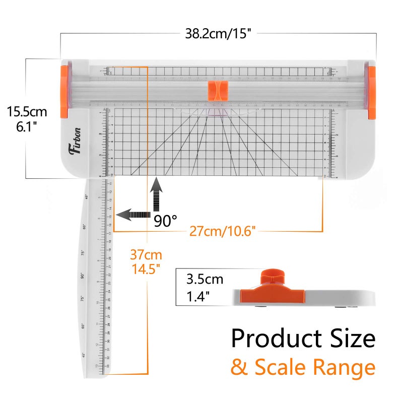 Firbon A4 Paper Cutter 12 Inch Titanium Paper Trimmer Scrapbooking Tool with Side Ruler for Craft Paper, Coupon, Label, Cardstock (White) - Image 2