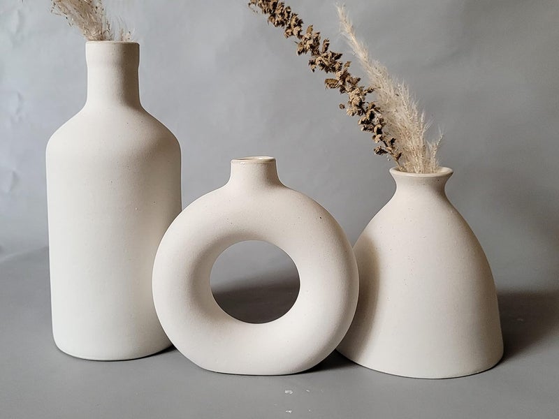 Green Patch Ceramic vase set of 3 Bottle vase Elegant vase Ring Vase  - Image 1