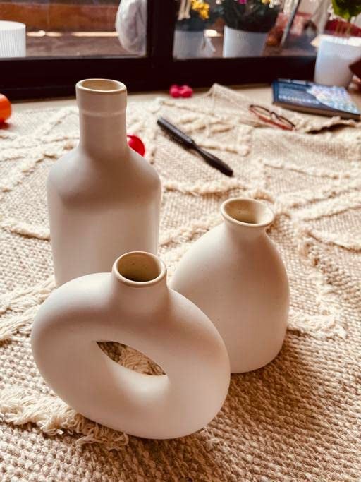 Green Patch Ceramic vase set of 3 Bottle vase Elegant vase Ring Vase  - Image 5