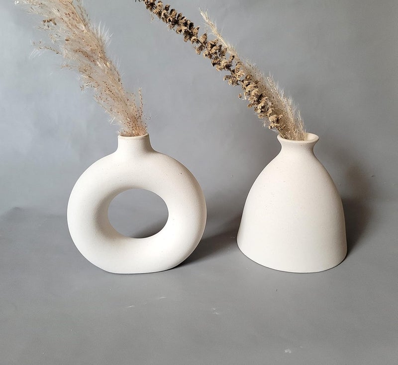 Green Patch Ceramic vase set of 3 Bottle vase Elegant vase Ring Vase  - Image 3