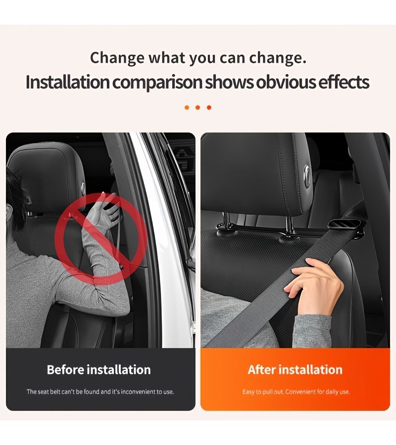 Black Car Seat Belt Guide Practical Easy Pull Retract Firm Fixed Safe Driving - Image 3